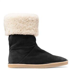 NWT Stuart Weitzman black suede shearling bootie